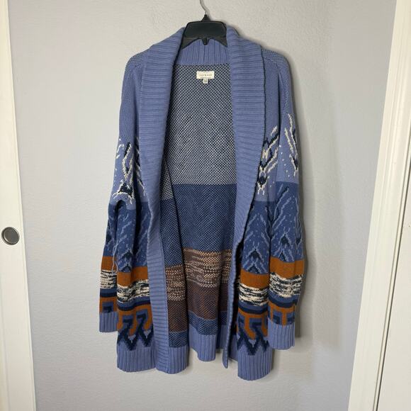 Lucky Brand Cardigan Sweater Blue Aztec Shawl
Collar Open Front - Picture 1 of 5